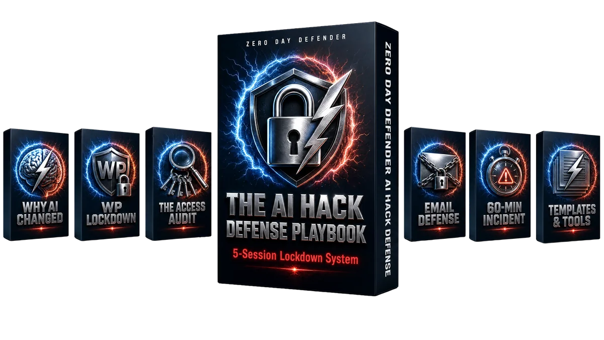 The AI Hack Defense Playbook — Hero + 5 Lessons + Templates
